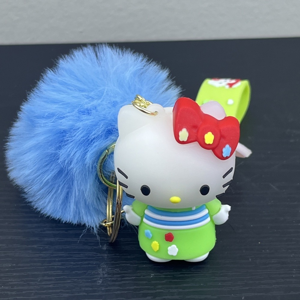 NEW Sanrio Hello Kitty Baby Blue Green Wristlet Keyring Bag Charm Keychain